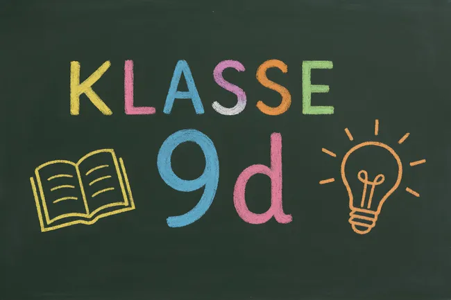 Bunte Kreidetafel mit Lernkonzepten für Klasse 9