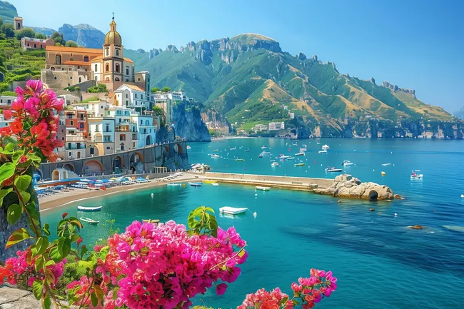 Bunte Küstenstadt Amalfi, Italien