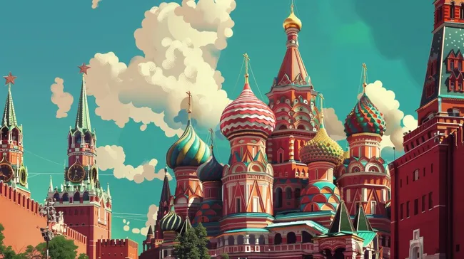 Bunte Kuppeln des Moskauer Kremls - Ikonisches Wahrzeichen Russlands