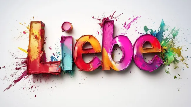 Bunte Liebeserklärung aus Farbe und Pinselstrichen