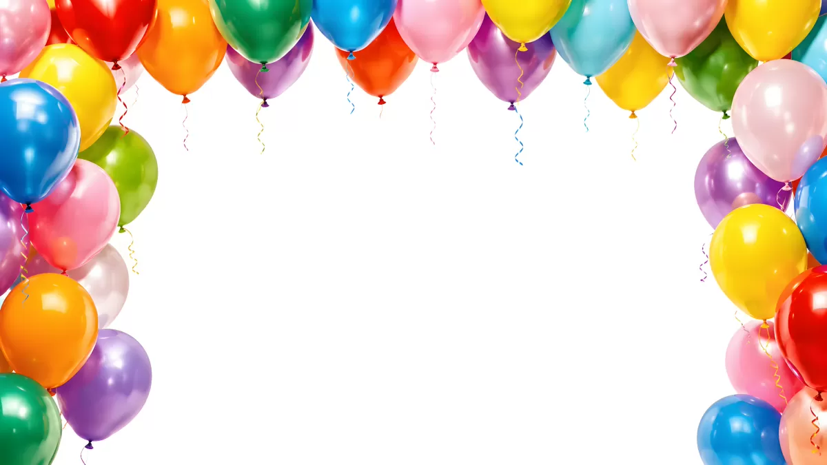 Bunte Luftballons als festlicher Rahmen auf Weiß