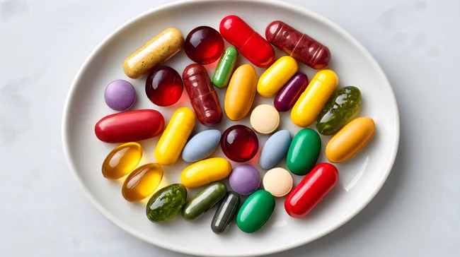 Bunte medizinische Kapseln und Pillen auf weißem Hintergrund