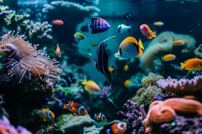 Bunte Meerwasserwelt mit tropischen Fischen