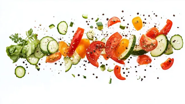 Bunte Mischung aus frischem Gemüse auf weißem Hintergrund