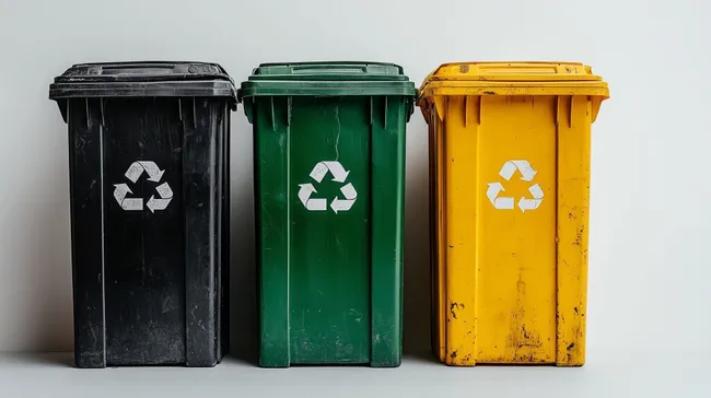 Bunte Mülltonnen für Recycling und Entsorgung