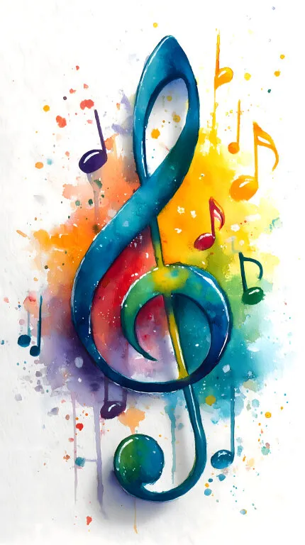 Bunte Musik-Illustration mit Notenschlüssel