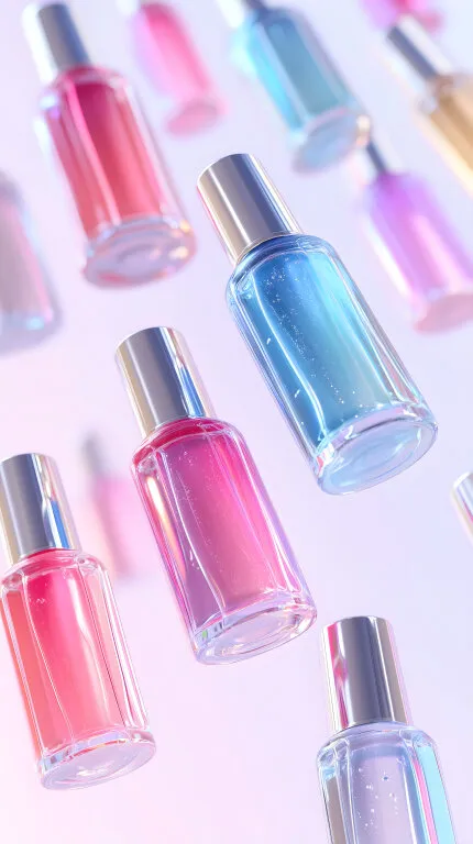 Bunte Nagellackfläschchen in Pastellfarben
