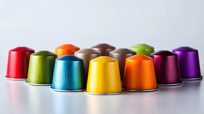 Bunte Nespresso-Kapseln in verschiedenen Farben