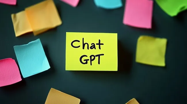 Bunte Notizzettel mit Aufschrift 'Chat GPT'