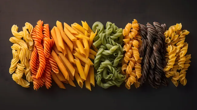 Bunte Nudeln in Regenbogenfarben