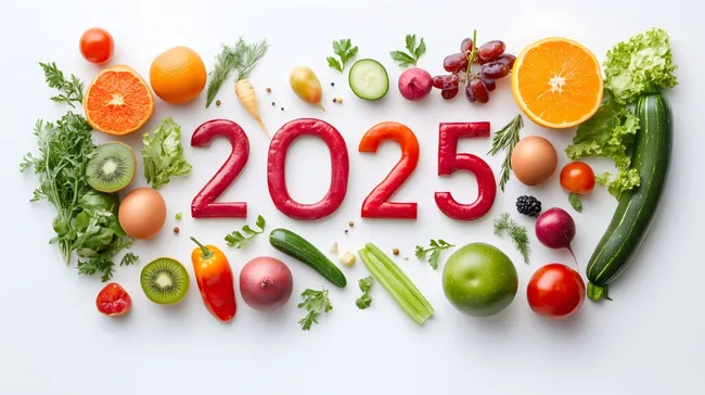 Bunte Obst- und Gemüseauswahl für 2025