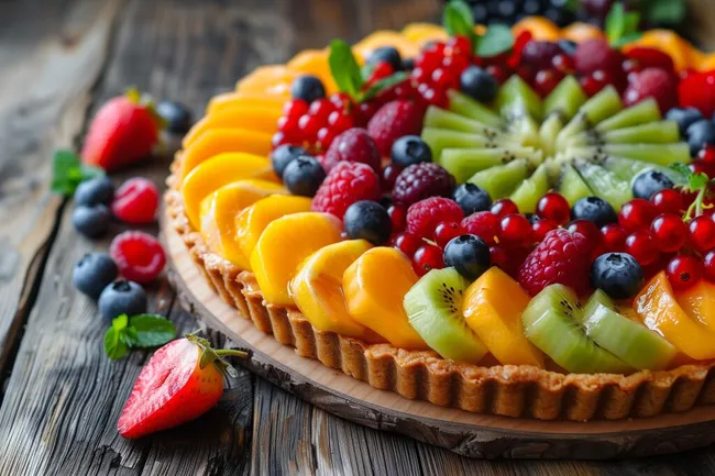Bunte Obstauswahl in knackiger Fruchtpie