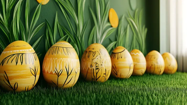 Bunte Ostereier auf saftigem Gras