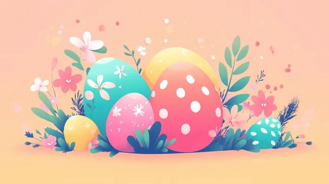 Bunte Ostereier im blühenden Garten als Osterdekoration