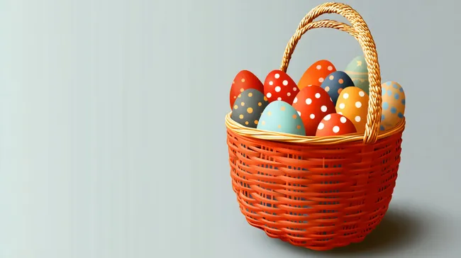 Bunte Ostereier im dekorativen Korbgeflecht