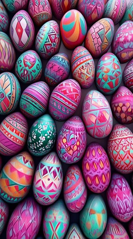 Bunte Ostereier in kräftigen Farben