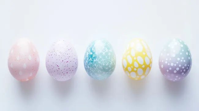 Bunte Ostereier in pastelligen Farben und einzigartigen Mustern