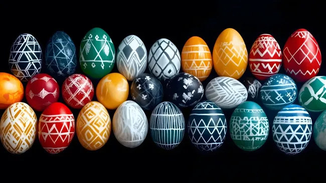 Bunte Ostereier mit traditionellen Mustern