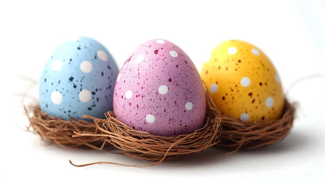 Bunte Osternester mit Punktmuster-Eiern