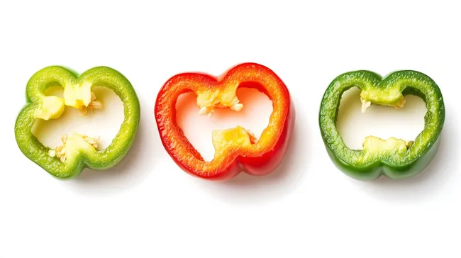 Bunte Paprikaschnitten in Herzform