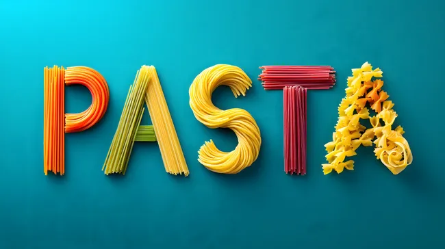 Bunte Pastanudelformen auf türkisfarbenem Hintergrund