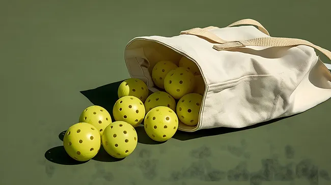 Bunte Pickleball-Bälle in weißer Tasche