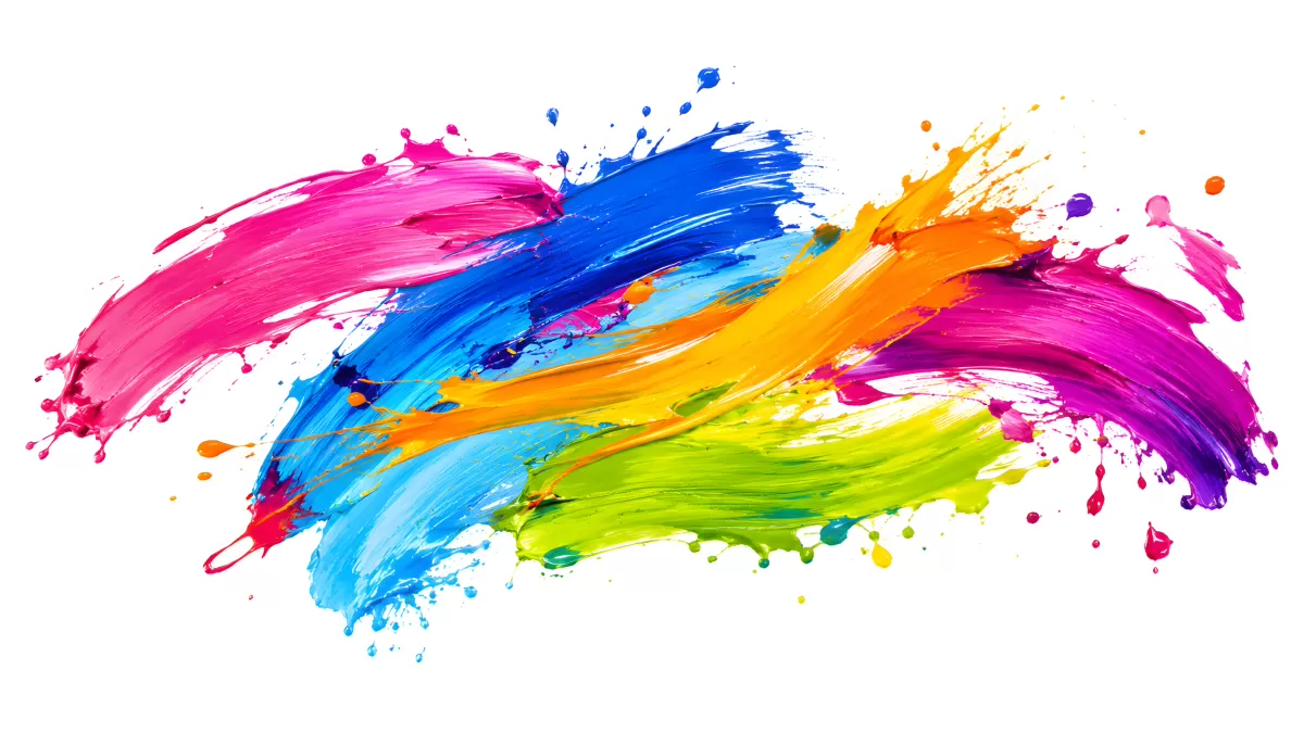 Bunte Pinselstriche in kräftigen Farben auf Weiß