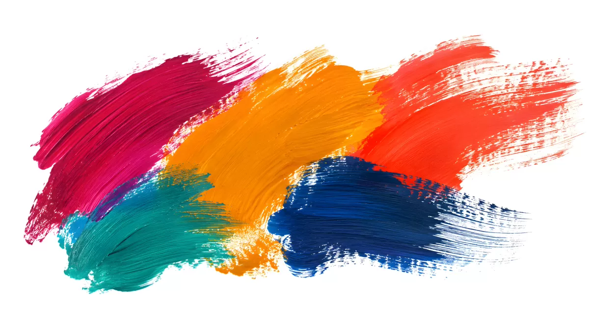 Bunte Pinselstriche in Magenta Orange Blau und Rot