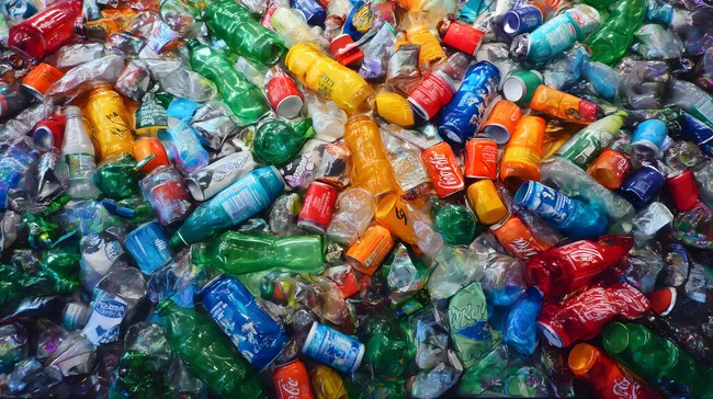 Bunte Plastikflaschen für das Recycling