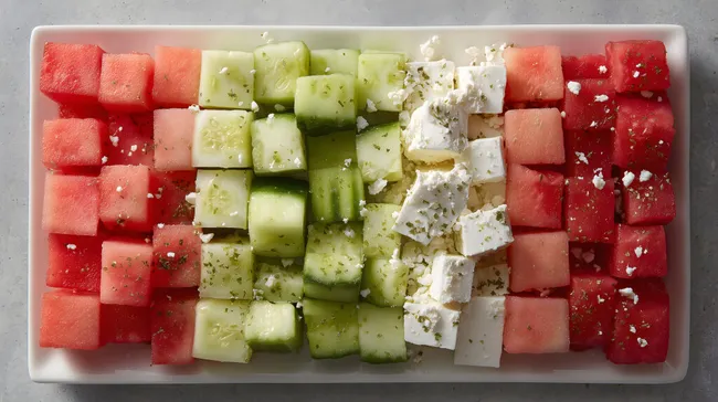 Bunte Platte mit frischem Obst und Käse