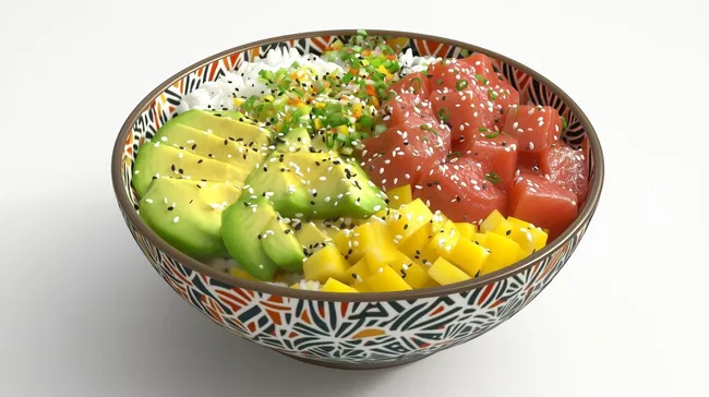 Bunte Poké-Bowl mit frischen Zutaten