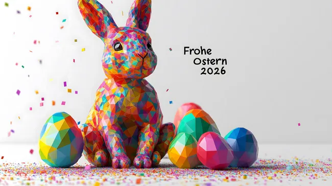 Bunte Polygon-Figuren zu Ostern 2026