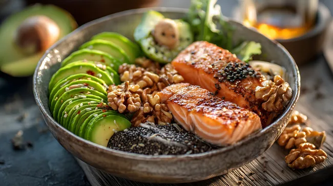 Bunte Power-Bowl mit gebratenem Lachs