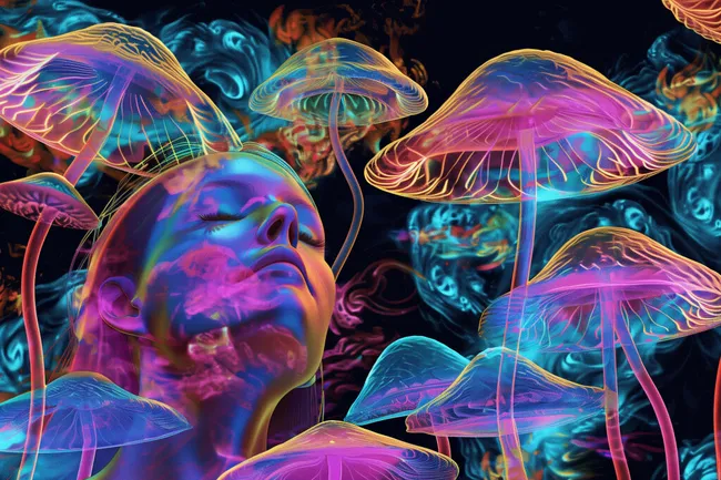 Bunte psychedelische Pilzwolken