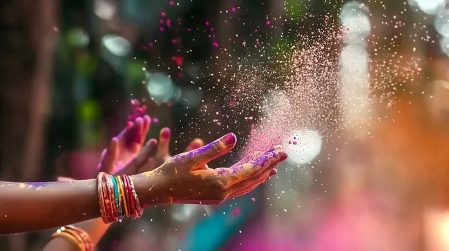 Bunte Pulverexplosion bei indischem Holi-Fest