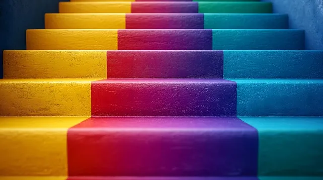 Bunte Regenbogentreppe mit lebendigen Farben