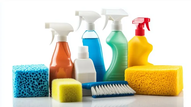 Bunte Reinigungsprodukte für saubere Oberflächen