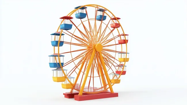 Bunte Riesenrad-Kulisse auf weißem Hintergrund