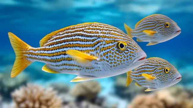 Bunte Riffbewohner in kristallklarem Meerwasser