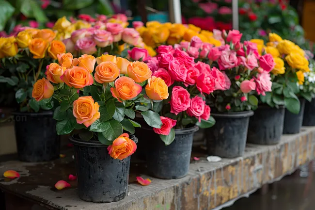 Bunte Rosenvielfalt zum Verkauf