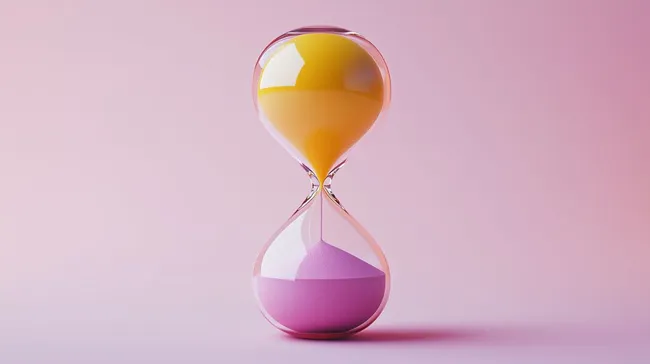 Bunte Sanduhr mit geometrischen Formen auf Rosa