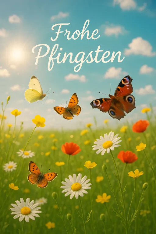 Bunte Schmetterlinge über blühender Frühlingswiese