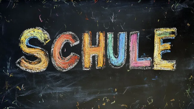 Bunte Schulkreide-Schrift auf Tafel