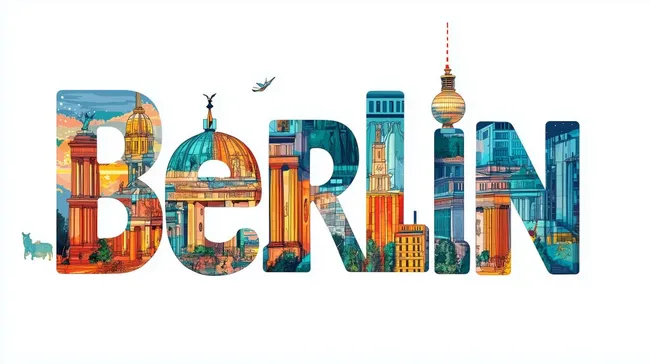 Bunte Skyline von Berlin mit Wahrzeichen