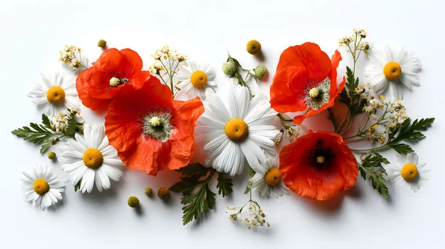 Bunte Sommerblumen mit Mohnblüten