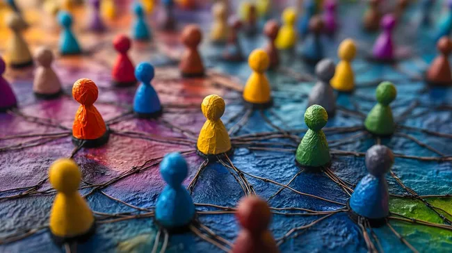 Bunte Spielfiguren als Visualisierung sozialer Netzwerke