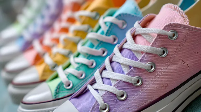 Bunte Sportschuhe in Regenbogenfarben