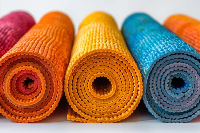 Bunte Stoffrollen in Nahaufnahme