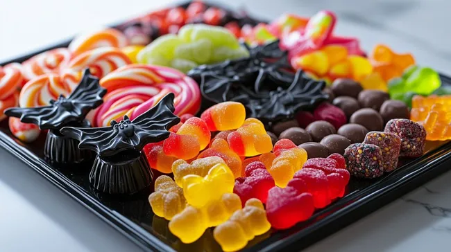 Bunte Süßigkeiten-Auswahl für Halloween-Dekorationen