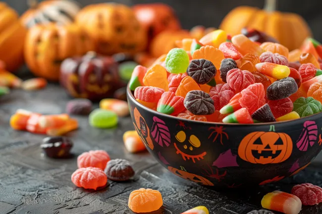 Bunte Süßigkeiten für Halloween